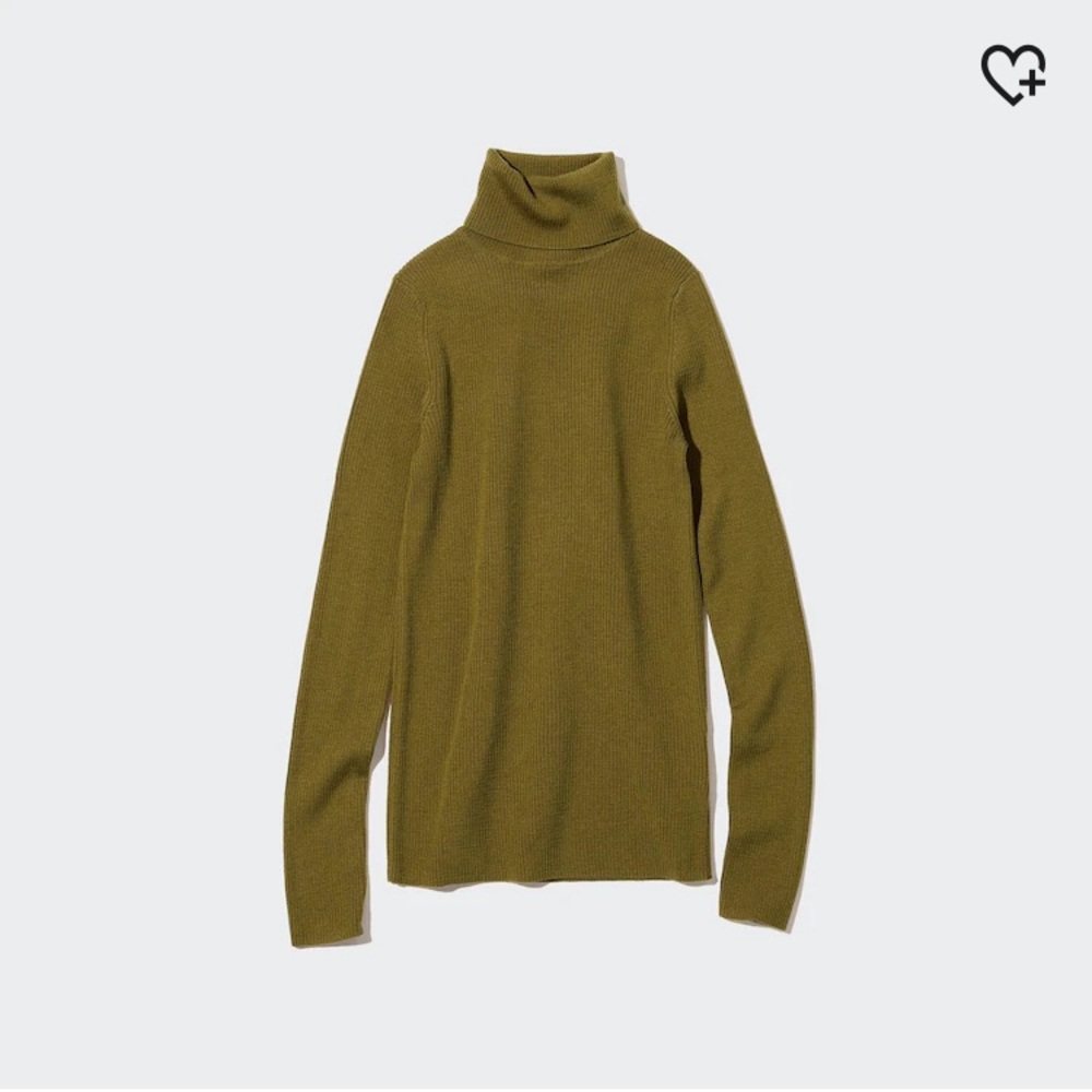 Uniqlo 100% Merino wool turtleneck in olive green size XS